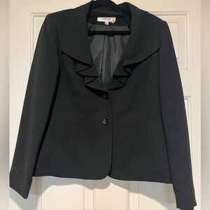 Jones Studio Black Women's Blazer with Ruffled Collar